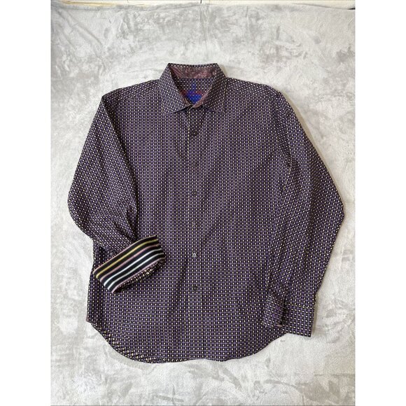 Men’s Robert Graham Button Down Shirt Purple Flip Cuff Size XL - Picture 1 of 10